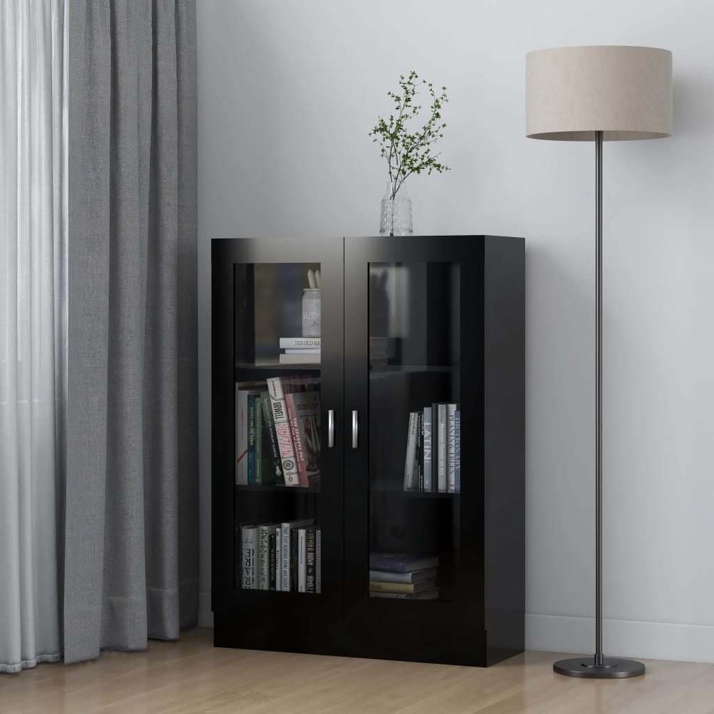 vidaXL Vitrinenschrank Schwarz 82,5x30,5x115 cm Holzwerkstoff