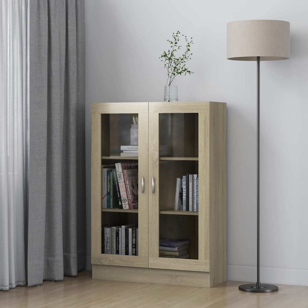 vidaXL Witryna, db sonoma, 82,5x30,5x115 cm, materia drewnopochodny