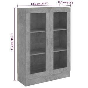 Prosklená skříň betonově šedá 82,5x30,5x115 cm kompozitní dřevo - obrázek 8