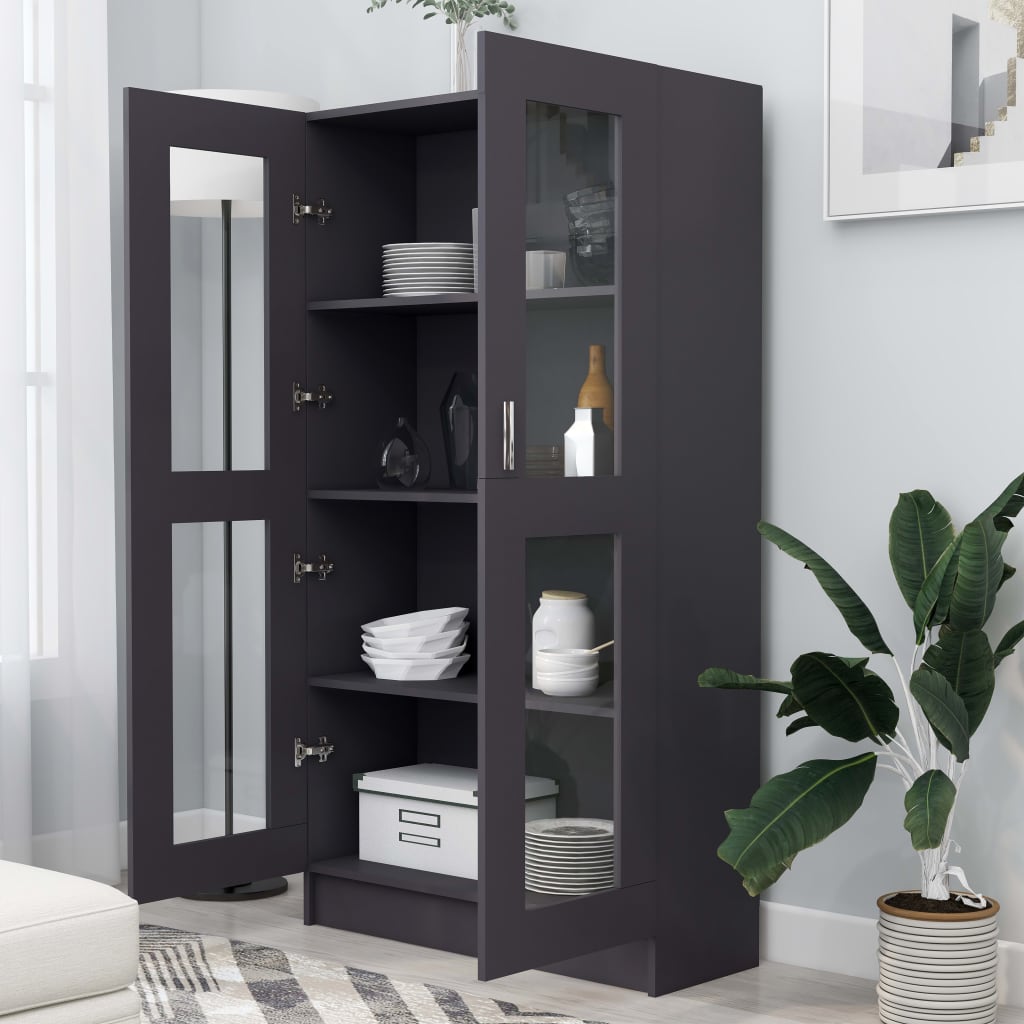 vidaXL Armoire à vitrine Gris 82,5x30,5x150 cm Aggloméré