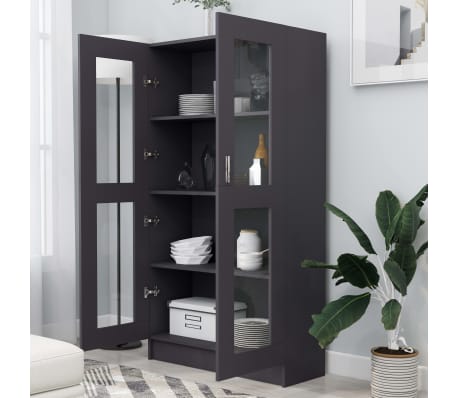 vidaXL Vitrine Cabinet Grey 82.5x30.5x150 cm Engineered Wood