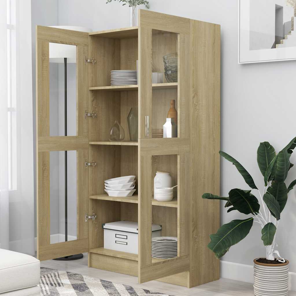 

vidaXL Vitrinekast 82,5x30,5x150 cm spaanplaat sonoma eikenkleurig