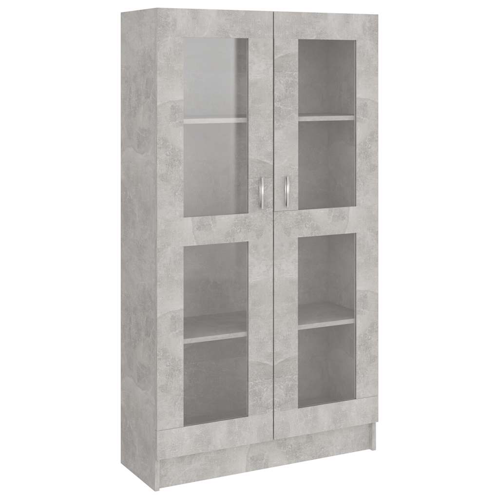 vidaXL Prosklená skříň betonová šedá 82,5x30,5x150 cm kompozitní dřevo