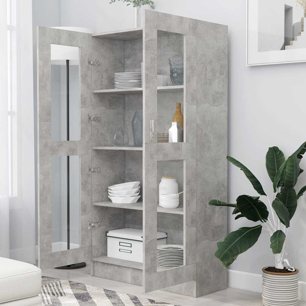 

vidaXL Vitrinekast 82,5x30,5x150 cm spaanplaat betongrijs