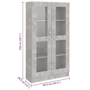 Prosklená skříň betonová šedá 82,5x30,5x150 cm kompozitní dřevo - obrázek 8