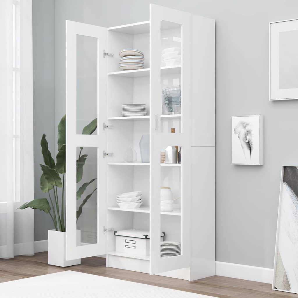 

vidaXL Vitrinekast 82,5x30,5x185,5 cm spaanplaat wit