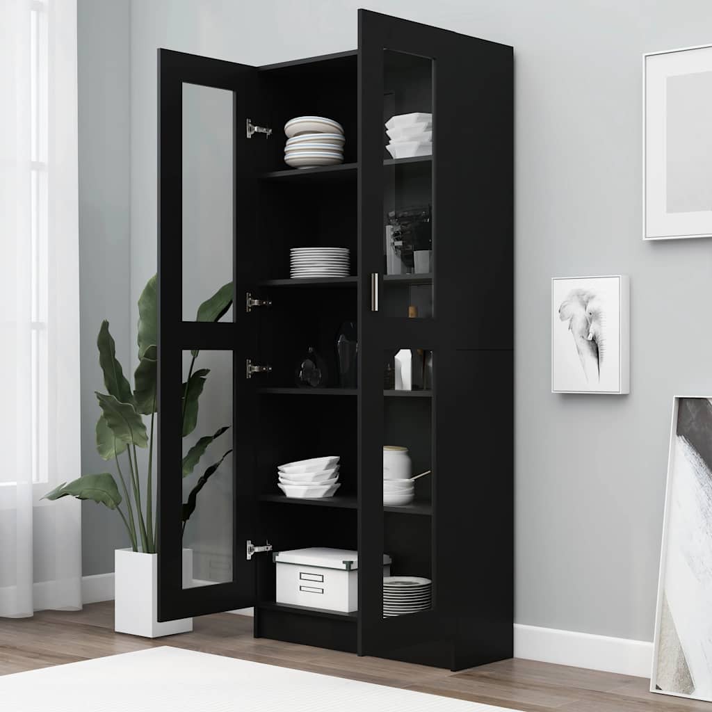 

vidaXL Vitrinekast 82,5x30,5x185,5 cm spaanplaat zwart