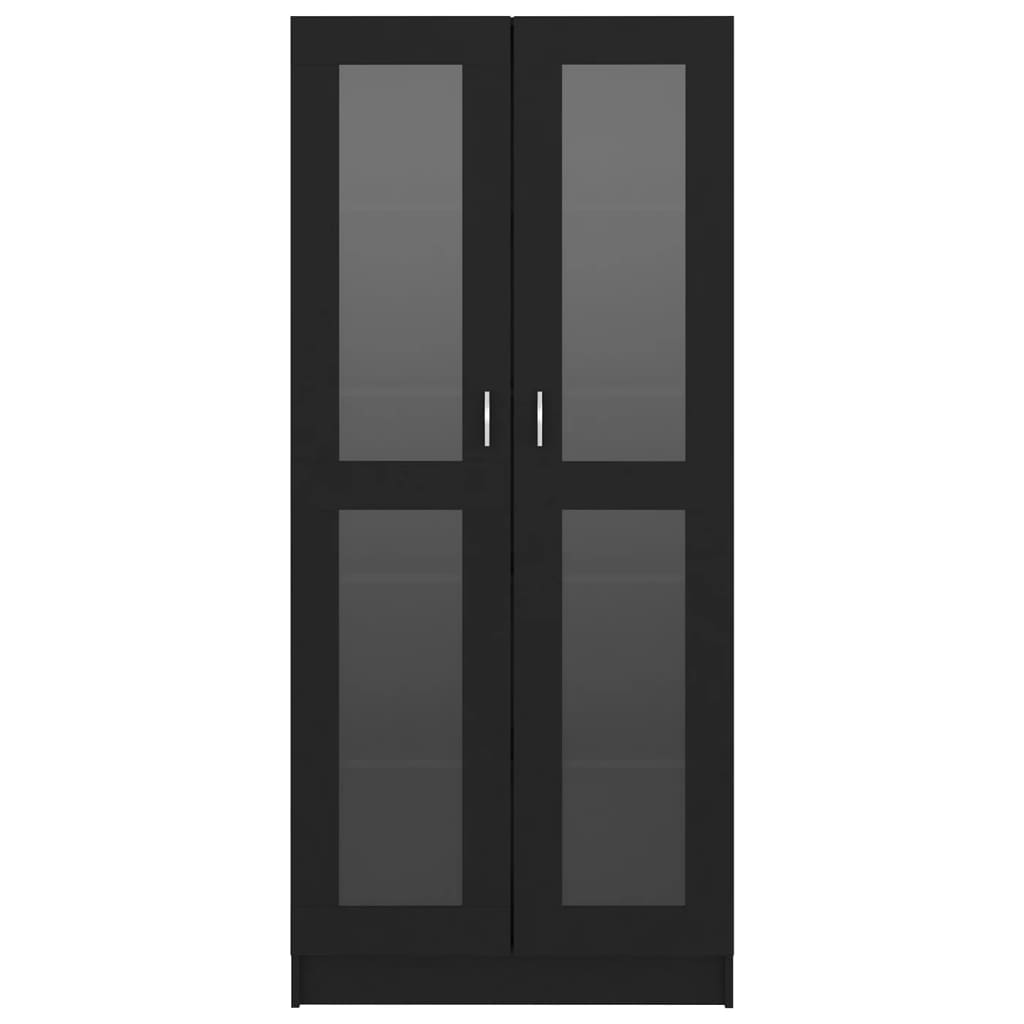  Vitrína, čierna 82,5x30,5x185,5 cm, kompozitné drevo