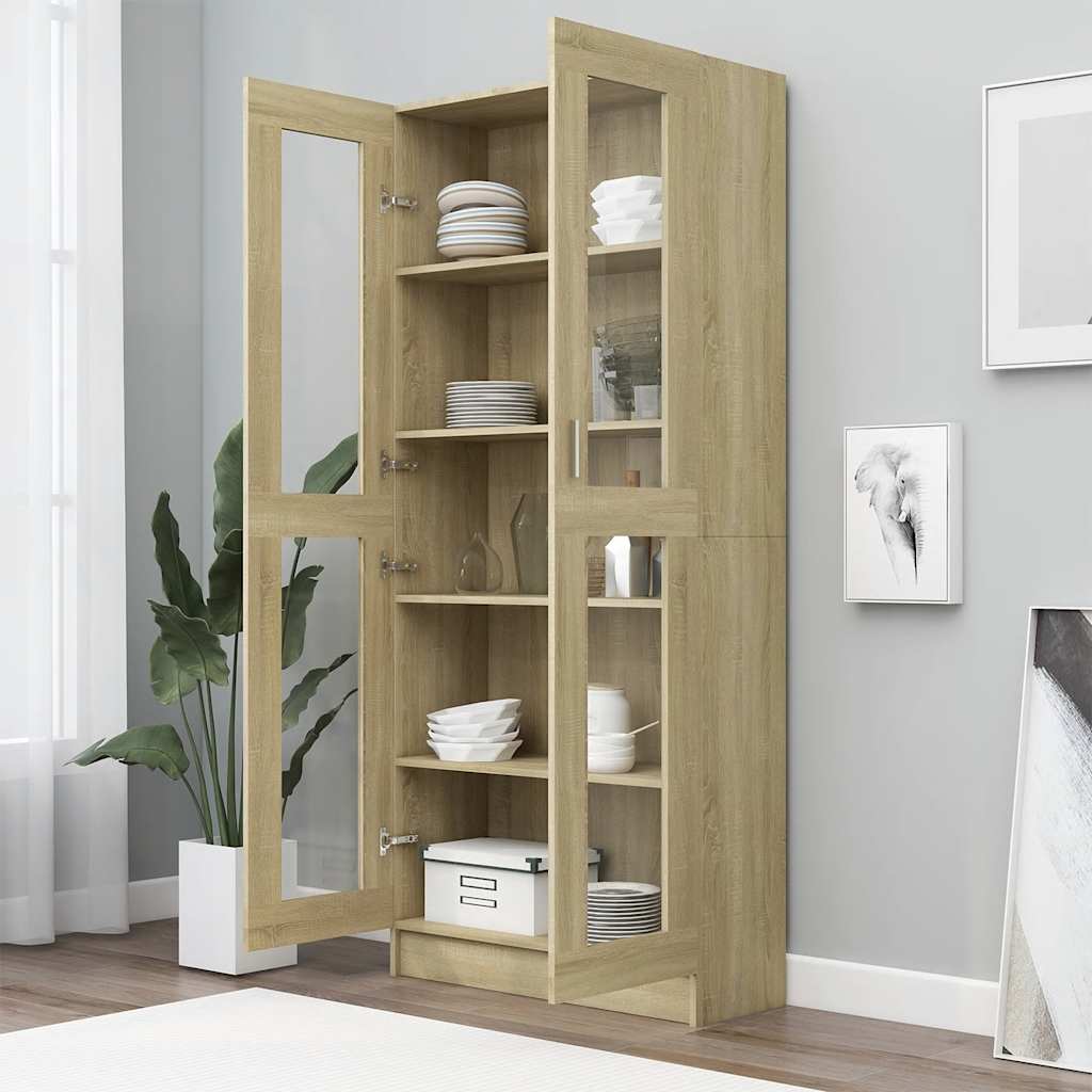 Thumbnail - vidaXL Vitrinenschrank Sonoma-Eiche 82,5x30,5x185,5 cm Holzwerkstoff