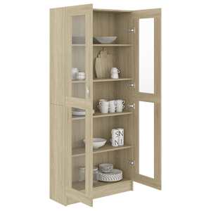 Prosklená skříň dub sonoma 82,5x30,5x185 cm kompozitní dřevo - obrázek 6