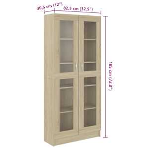 Prosklená skříň dub sonoma 82,5x30,5x185 cm kompozitní dřevo - obrázek 7