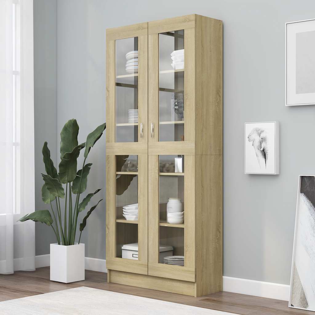 vidaXL Witryna, db sonoma 82,5x30,5x185 cm, materia drewnopochodny