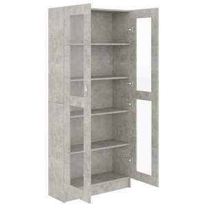 Prosklená skříň betonově šedá 82,5 x 30,5 x 185,5 cm kompozit - obrázek 5