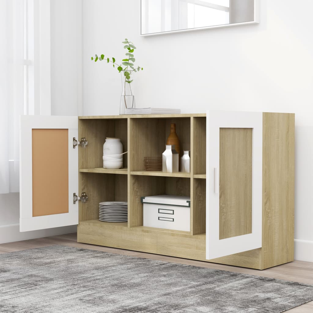 vidaXL Sideboard Weiß Sonoma-Eiche 120x30,5x70 cm Holzwerkstoff