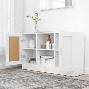Příborník bílý vysoký lesk 120 x 30,5 x 70 cm kompozitní dřevo - obrázek 3
