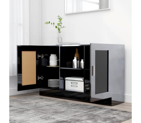 vidaXL Sideboard High Gloss Black 47.2"x12"x27.6" Engineered Wood