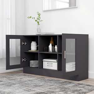 vidaXL Vitrineskap grå 120x30,5x70 cm konstruert tre