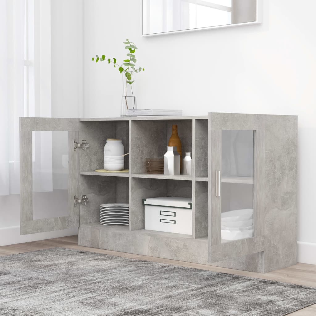 

vidaXL Vitrinekast 120x30,5x70 cm spaanplaat betongrijs