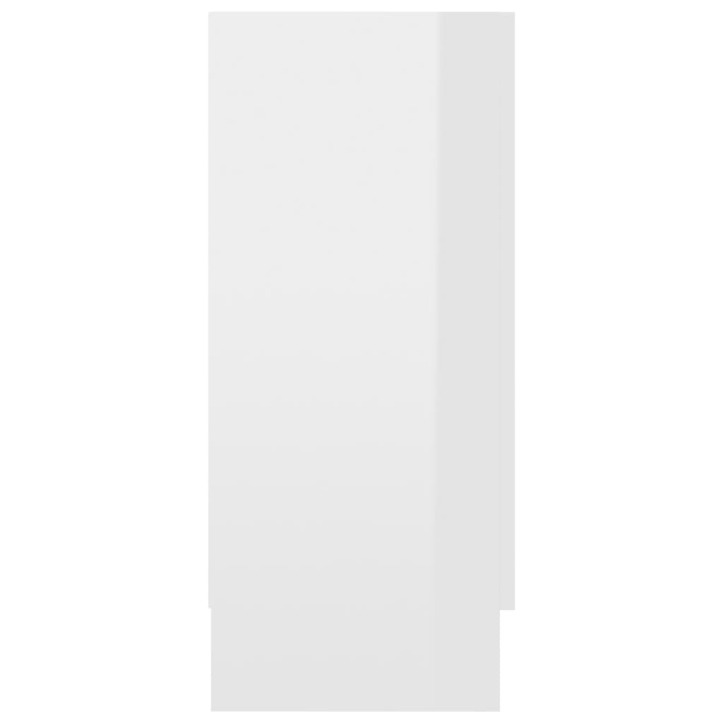 magasfényű fehér forgácslap vitrinszekrény 120 x 30,5 x 70 cm