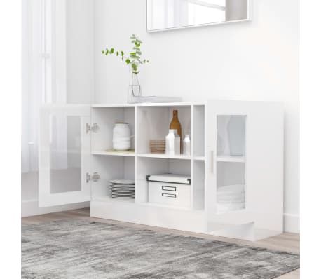 vidaXL Vitrinsk&aring;p vit h&ouml;gglans 120x30,5x70 cm konstruerat tr&auml;