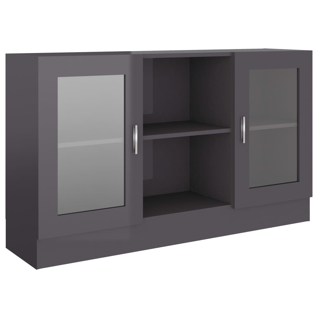 

vidaXL Vitrine Cabinet High Gloss Gray 47.2"x12"x27.6" Engineered Wood