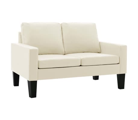 vidaXL Sofos komplektas, 2 dalių, kreminės spalvos, dirbtinė oda