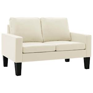 vidaXL Sofos komplektas, 2 dalių, kreminės spalvos, dirbtinė oda