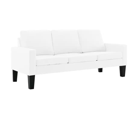 vidaXL Комплект диван и фотьойл, бял, изкуствена кожа