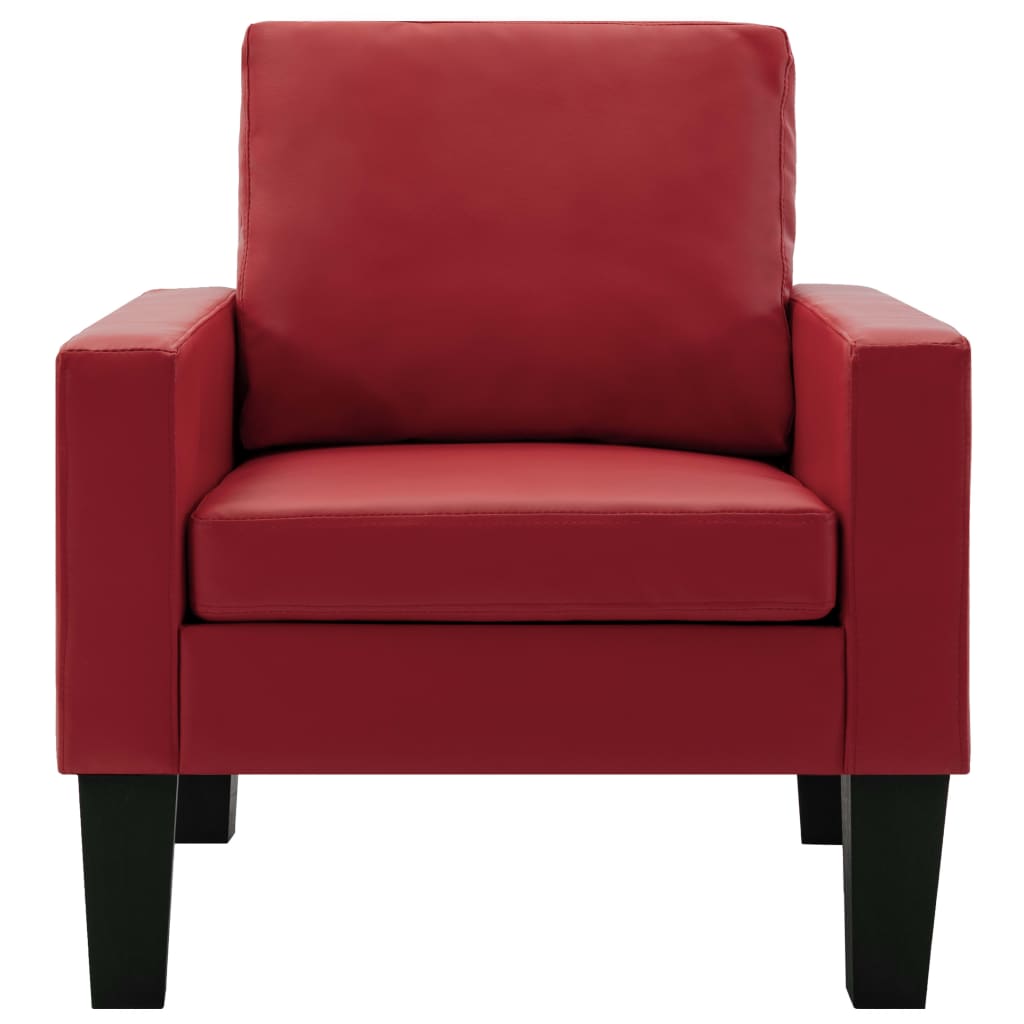 Set de canapele, 3 piese, roșu, piele ecologică