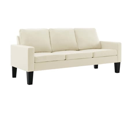 vidaXL 3-daļīgs dīvānu komplekts, krēmkrāsas mākslīgā āda