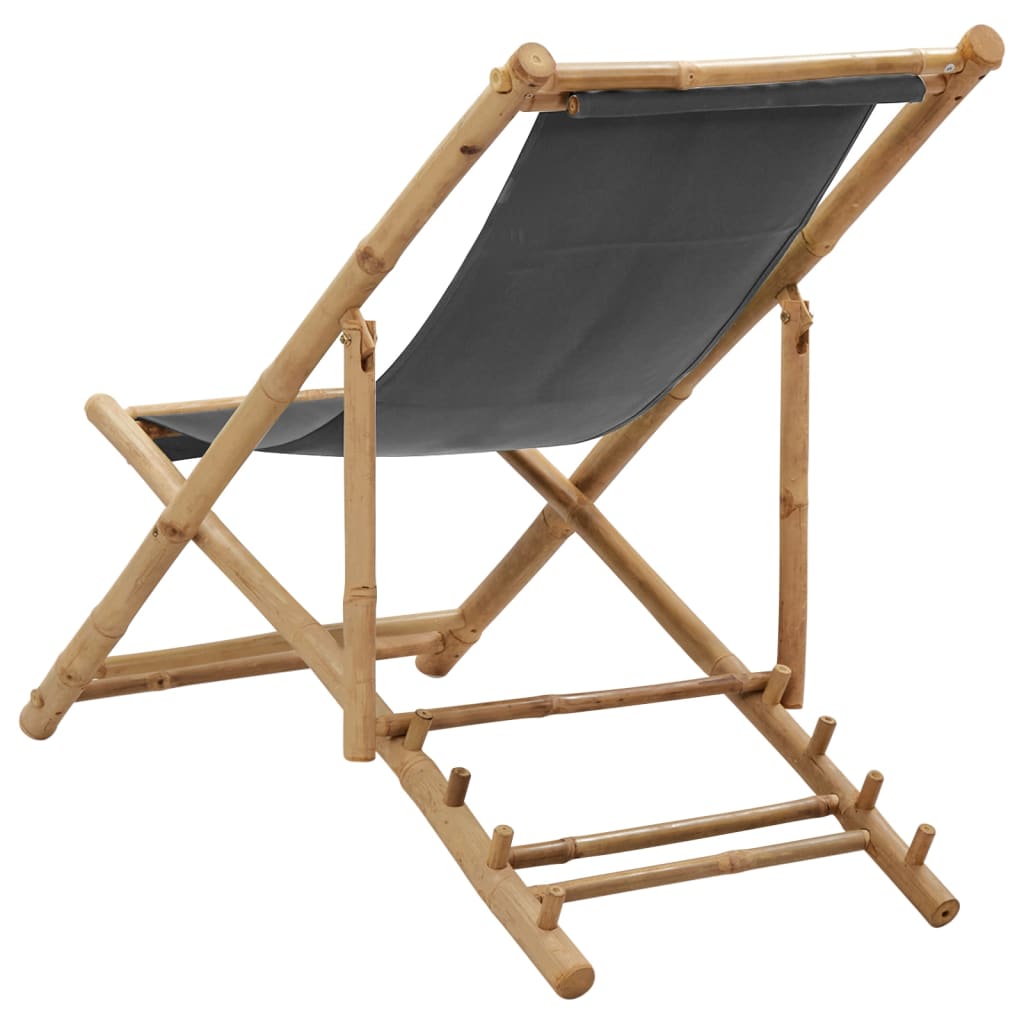 Patio Deck Chair Sling Chair for Balcony Deck Porch Bamboo and Canvas vidaXL - Picture 18 of 45