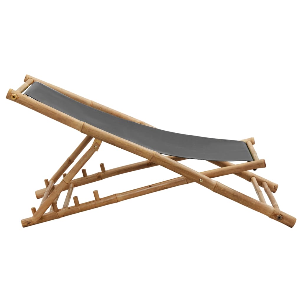 Patio Deck Chair Sling Chair for Balcony Deck Porch Bamboo and Canvas vidaXL - Picture 19 of 45