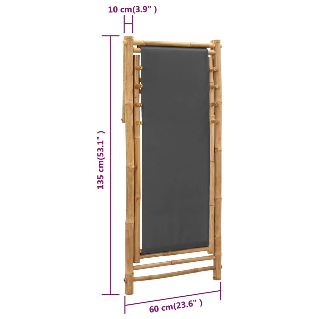 Patio Deck Chair Sling Chair for Balcony Deck Porch Bamboo and Canvas vidaXL - Picture 21 of 45