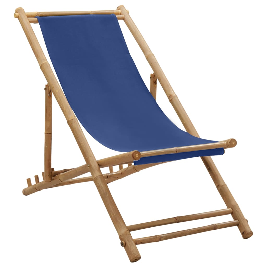 Petrashop  Kempingová židle bambus a plátno námořnická modrá