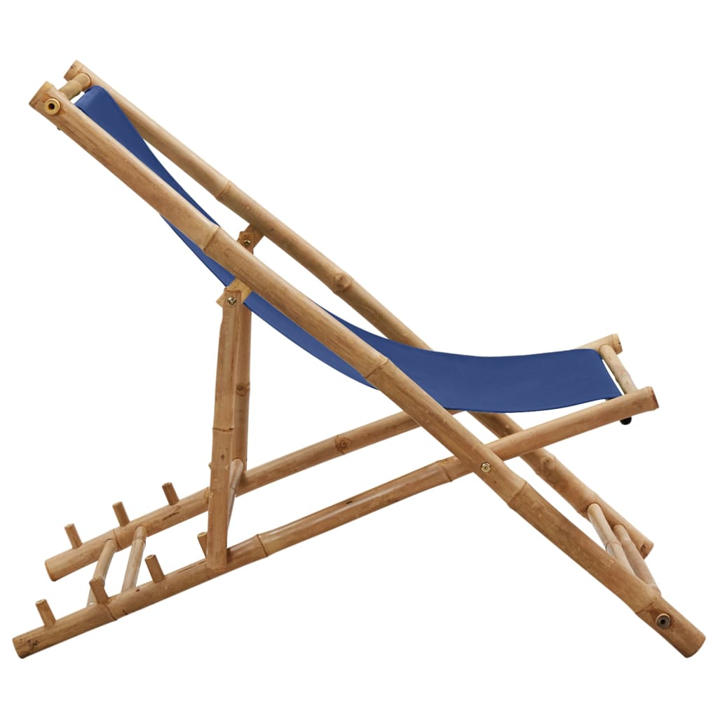 Patio Deck Chair Sling Chair for Balcony Deck Porch Bamboo and Canvas vidaXL - Picture 9 of 45