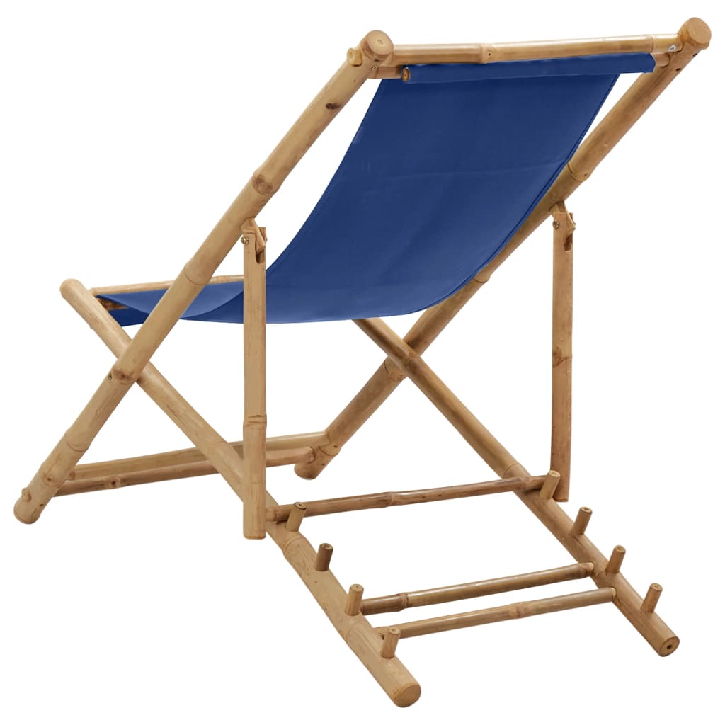 Patio Deck Chair Sling Chair for Balcony Deck Porch Bamboo and Canvas vidaXL - Picture 10 of 45