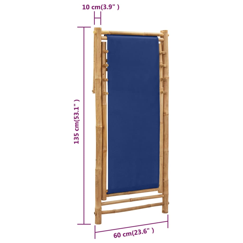 Patio Deck Chair Sling Chair for Balcony Deck Porch Bamboo and Canvas vidaXL - Picture 13 of 45