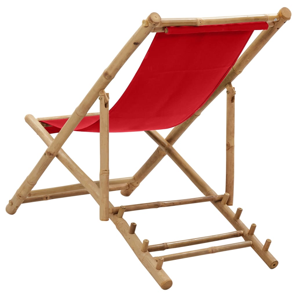 Patio Deck Chair Sling Chair for Balcony Deck Porch Bamboo and Canvas vidaXL - Picture 34 of 45