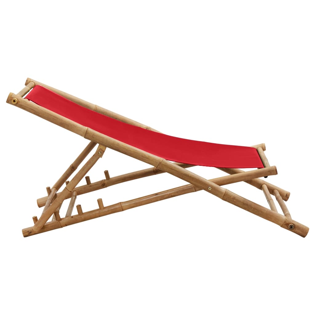 Patio Deck Chair Sling Chair for Balcony Deck Porch Bamboo and Canvas vidaXL - Picture 35 of 45