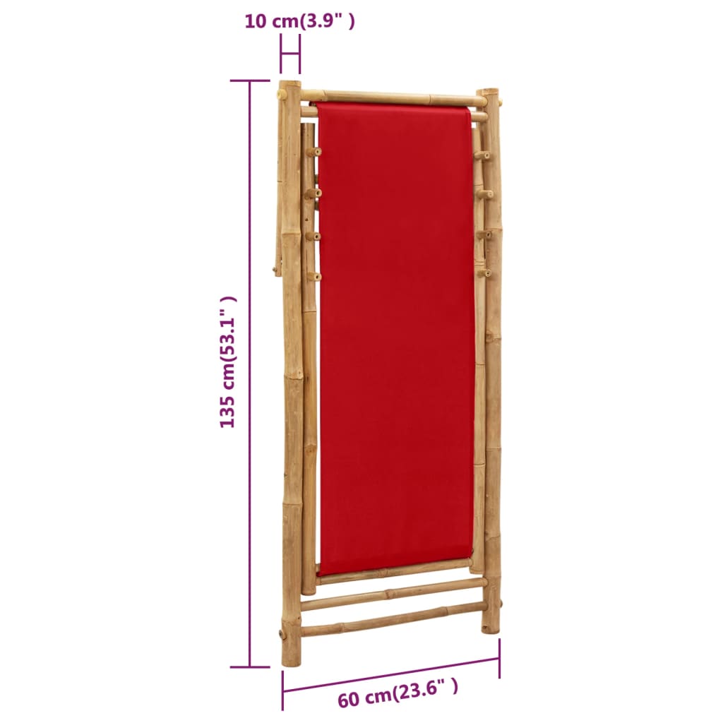 Patio Deck Chair Sling Chair for Balcony Deck Porch Bamboo and Canvas vidaXL - Picture 37 of 45