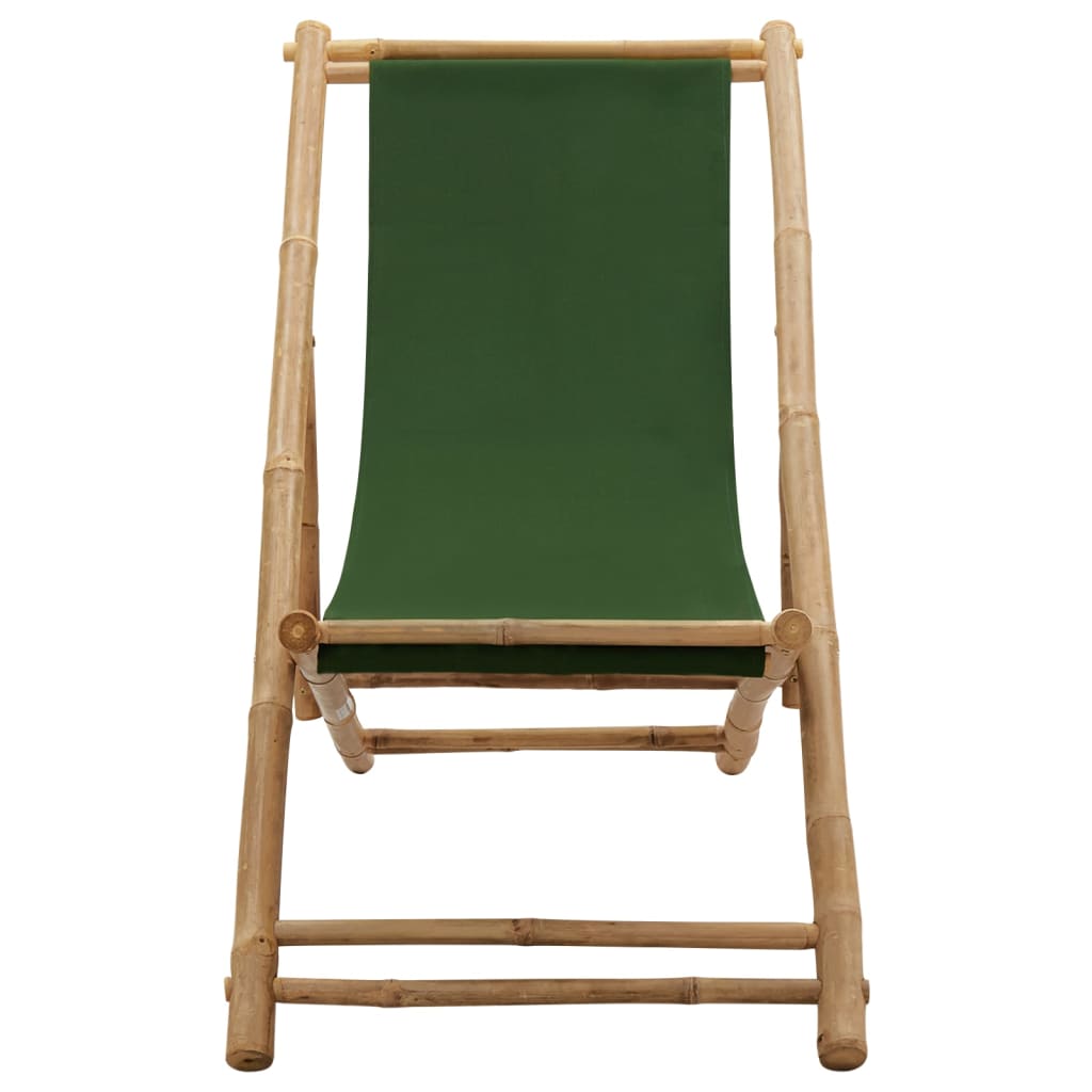 Patio Deck Chair Sling Chair for Balcony Deck Porch Bamboo and Canvas vidaXL - Picture 22 of 45
