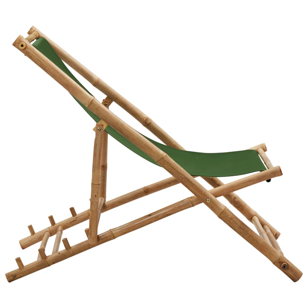 Patio Deck Chair Sling Chair for Balcony Deck Porch Bamboo and Canvas vidaXL - Picture 25 of 45