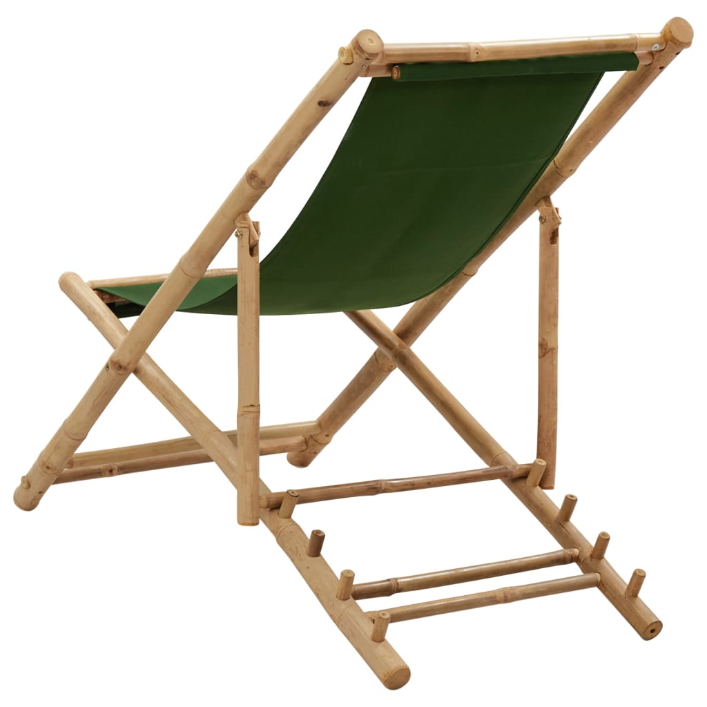Patio Deck Chair Sling Chair for Balcony Deck Porch Bamboo and Canvas vidaXL - Picture 26 of 45