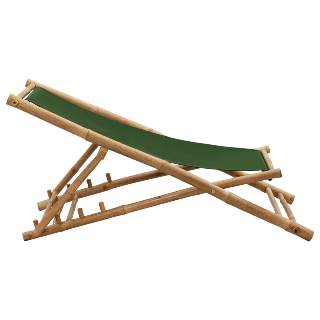Patio Deck Chair Sling Chair for Balcony Deck Porch Bamboo and Canvas vidaXL - Picture 27 of 45