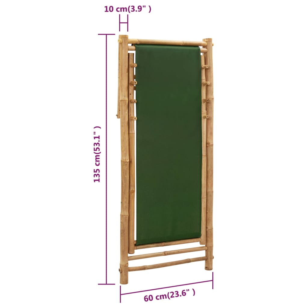 Patio Deck Chair Sling Chair for Balcony Deck Porch Bamboo and Canvas vidaXL - Picture 29 of 45