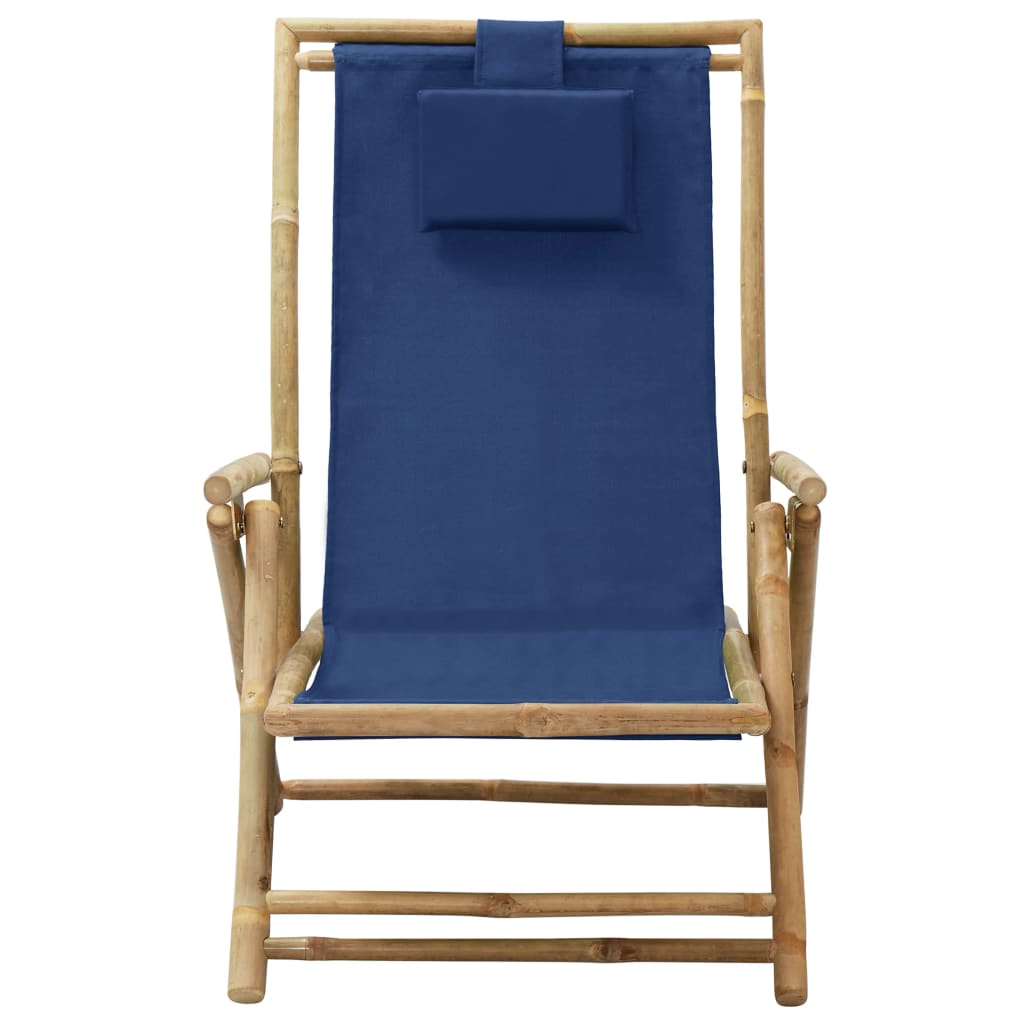 Thumbnail - vidaXL Relaxstuhl Verstellbar Marineblau Bambus und Stoff