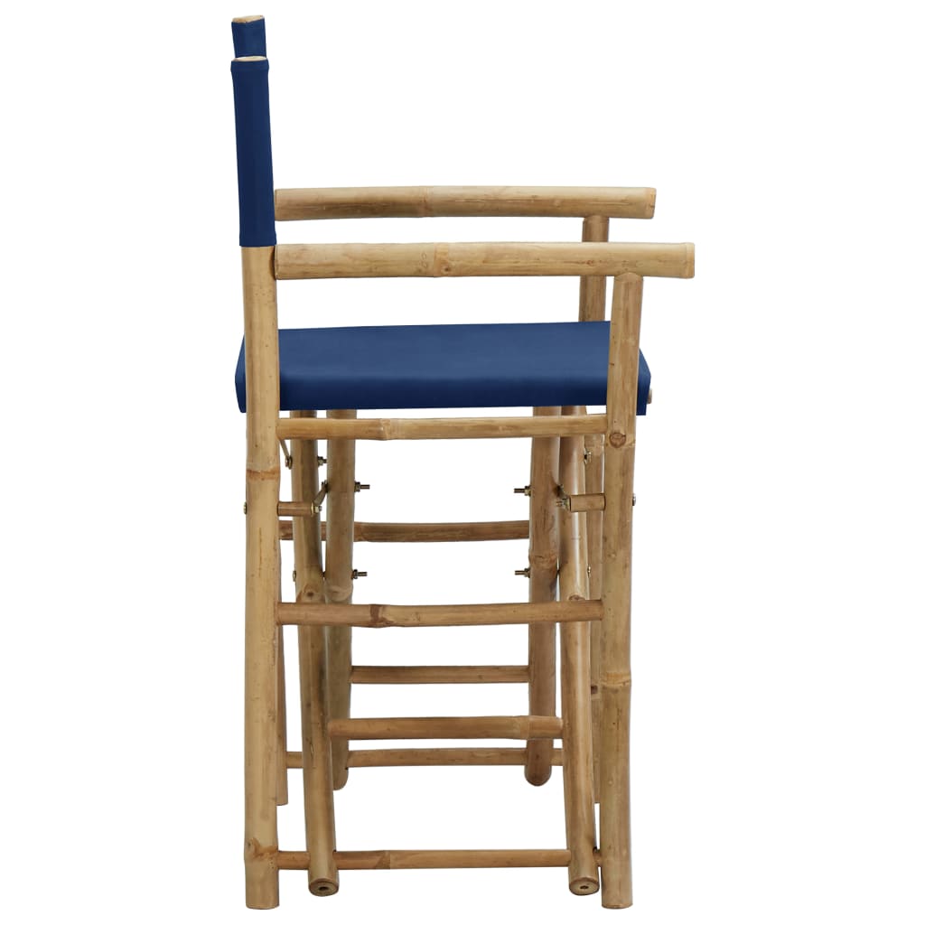  Skladacie režisérske stoličky 2 ks modré bambus a látka