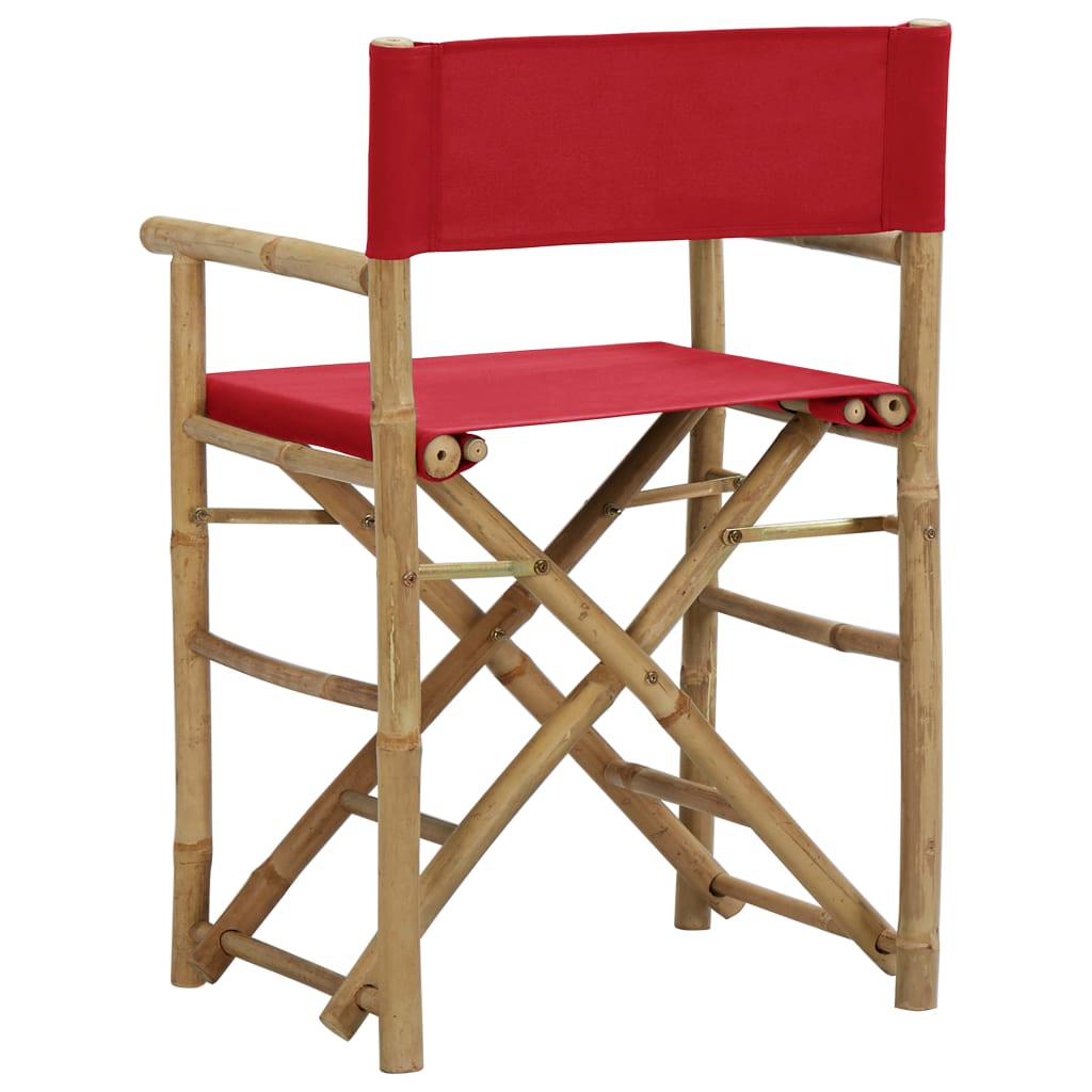  Skladacie režisérske stoličky 2 ks červené bambus a látka