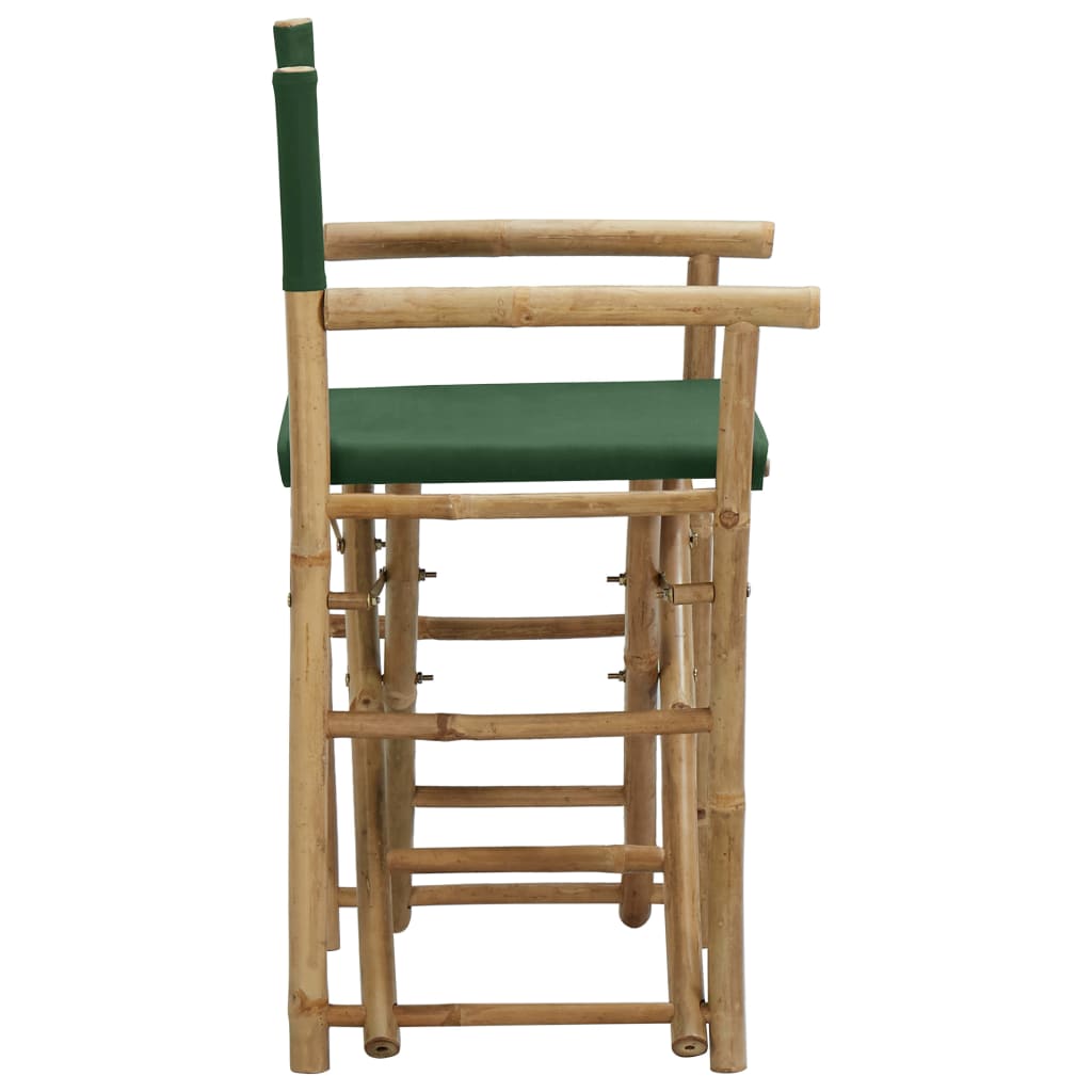  Skladacie režisérske stoličky 2 ks zelené bambus a látka