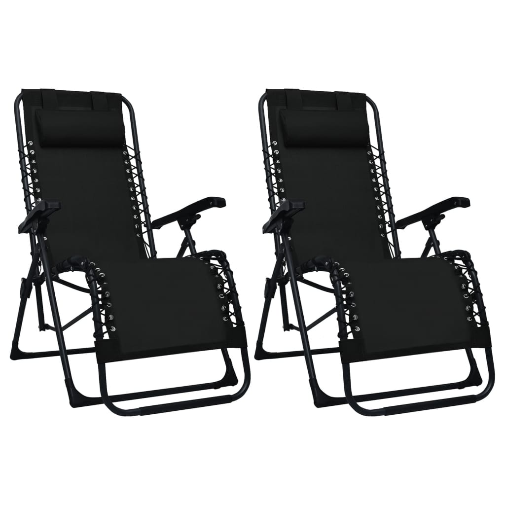 salokāmi pludmales krēsli, 2 gab., melns tekstilēns | Stepinfit.lv